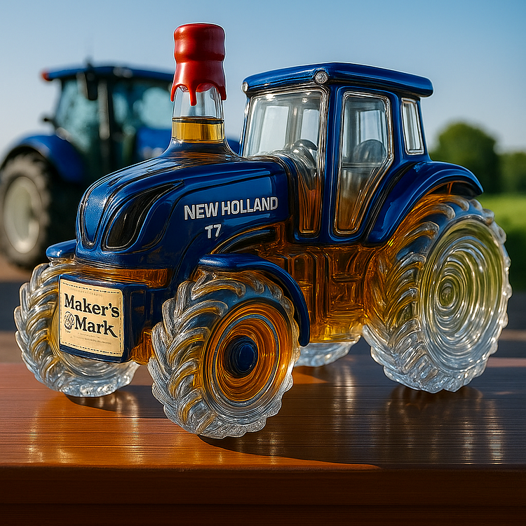 Decanter per Whisky Artigianale a Forma di Trattore New Holland T7